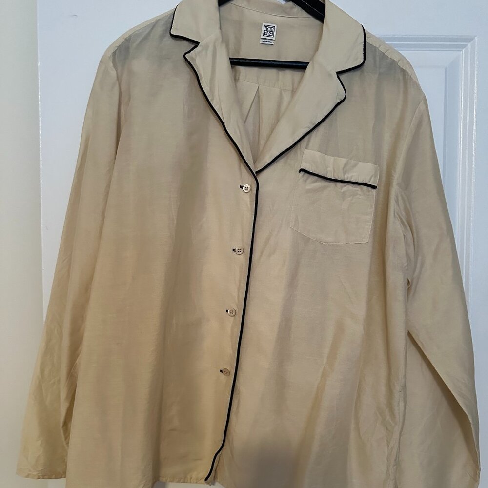 Toteme Cotton Silk PJ Blouse - Cream - Size 40 (US 8) - Picture 2 of 9